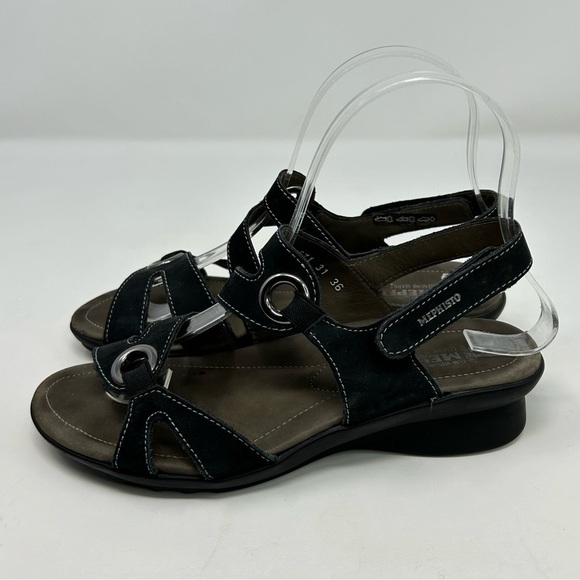 Mephisto Parfolia Black Leather Slingback Comfort Wedge Sandals Size 36 - Picture 7 of 15